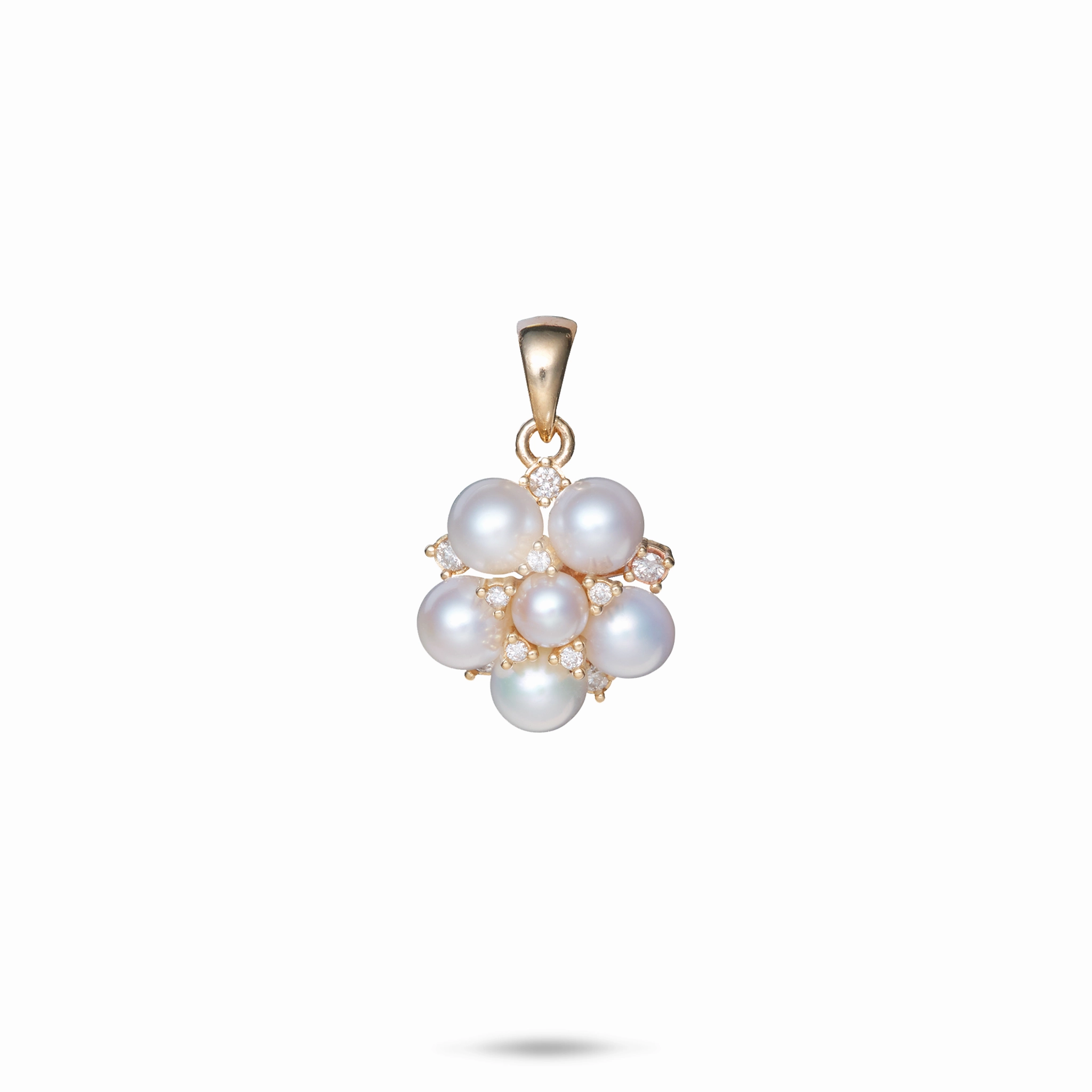 Tiny Bubbles Freshwater White Pearl Pendant in Gold with Diamonds Dazzling Jewelry