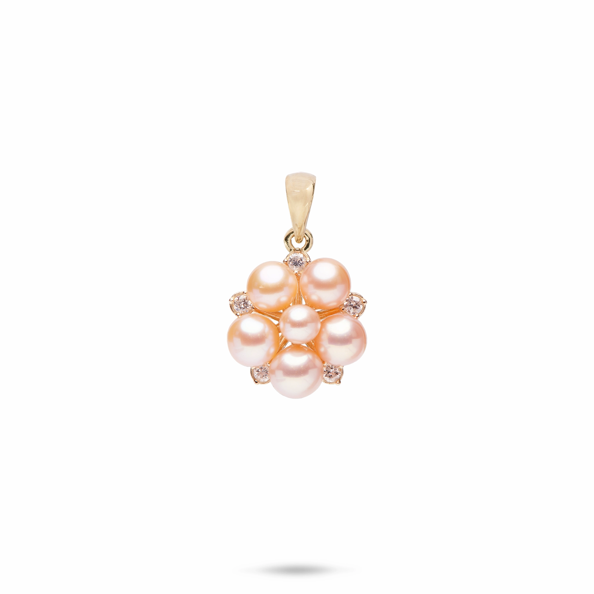 Tiny Bubbles Peach Freshwater Pearl Pendant in Gold with Diamonds Essential Pair Stylish Form