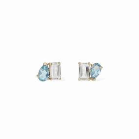 Classic Sparkle Toi et Moi Blue Topaz Earrings