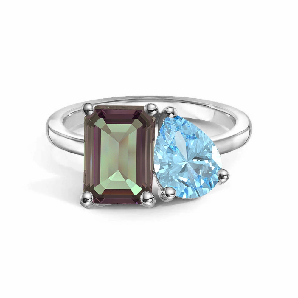 Toi et Moi Personalized Alexandrite Birthstone Anniversary Ring Unique Accessories Charming Jewelry Pieces
