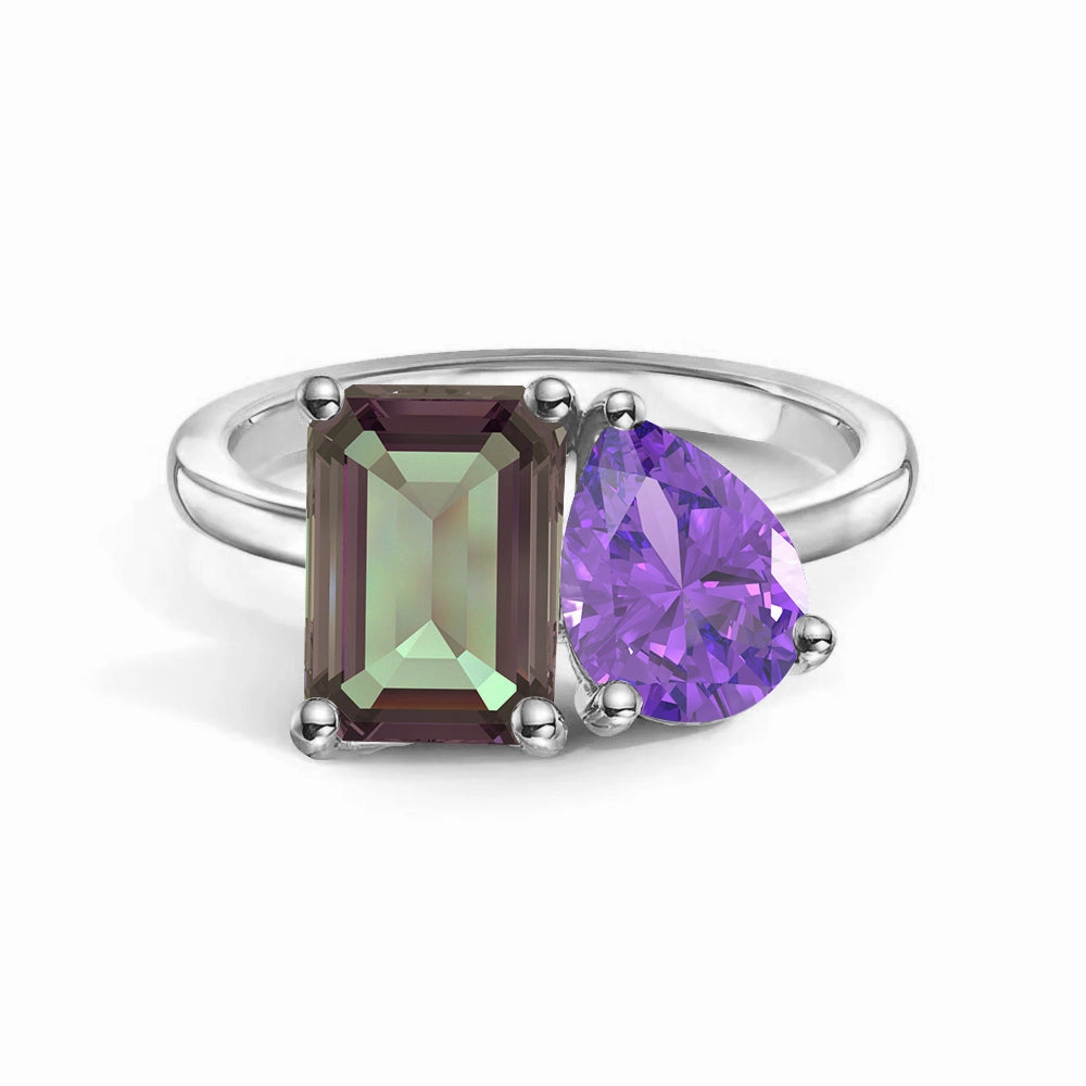Toi et Moi Personalized Alexandrite Birthstone Anniversary Ring Exclusive Jewelry Graceful Accessory