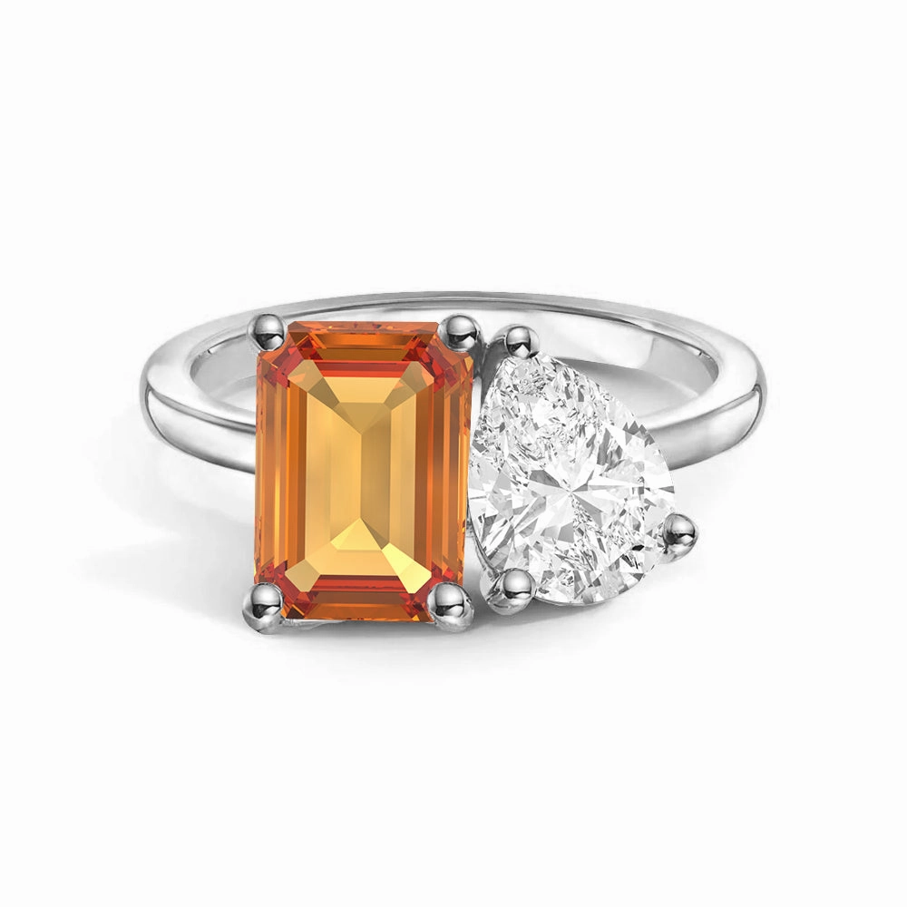 Contemporary Edge holiday season Toi et Moi Personalized Citrine Birthstone Anniversary Ring