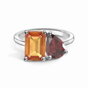 Petite Touch Toi et Moi Personalized Citrine Birthstone Anniversary Ring