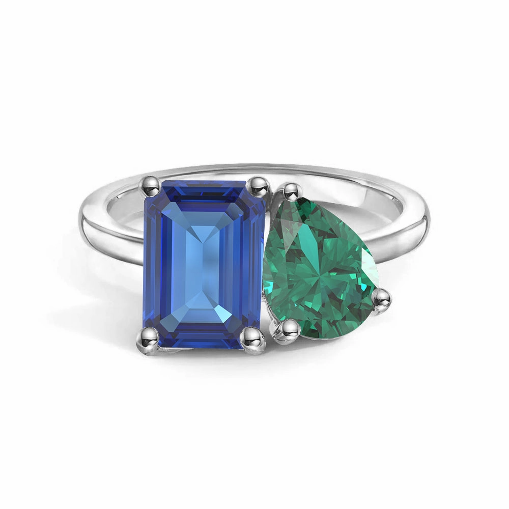 Toi et Moi Personalized Sapphire Birthstone Anniversary Ring Handcrafted Feature Exclusive Glow