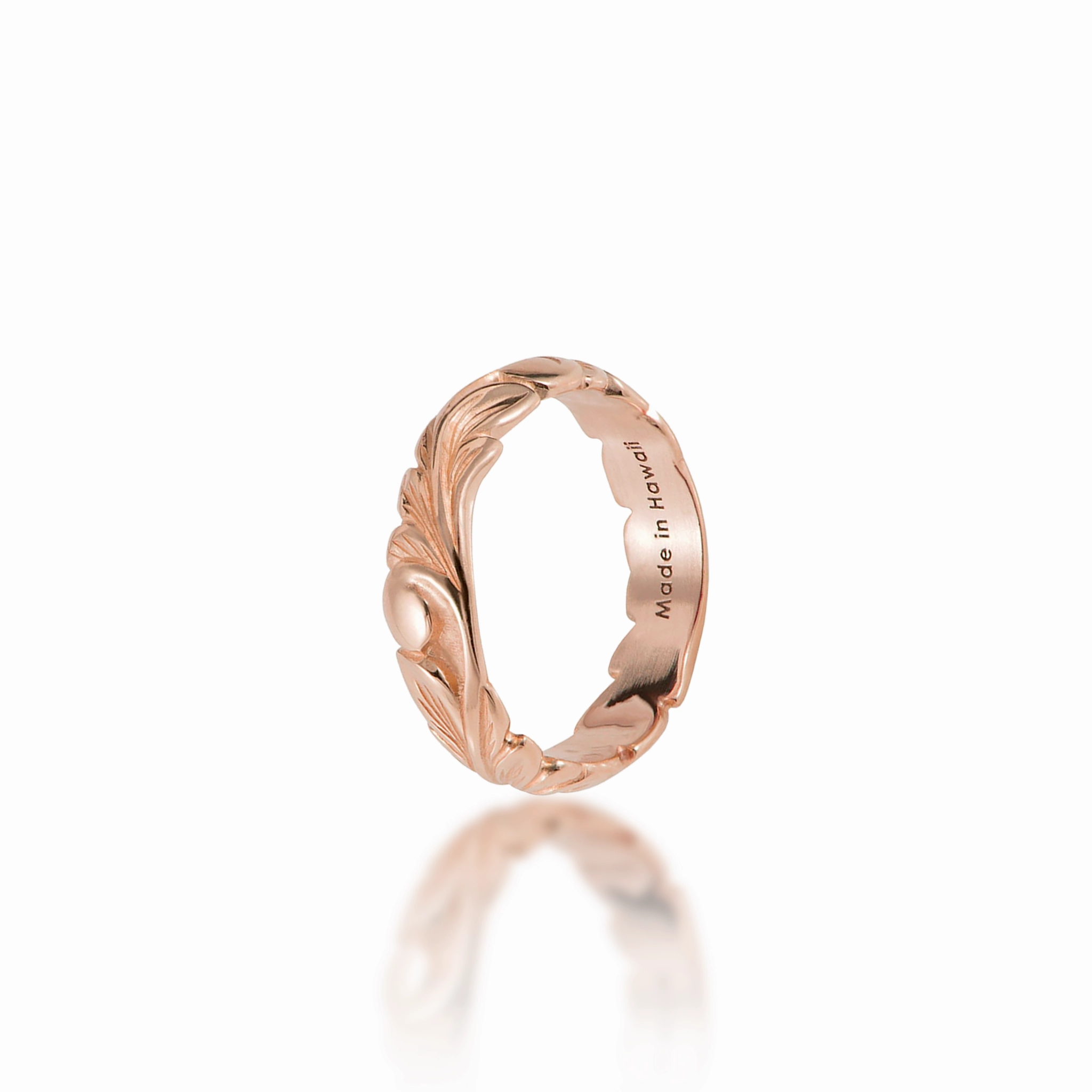 Artisan Jewelry Refined Beauty Hawaiian Heirloom Old English Scroll Ring in Rose Gold - 4.5mm