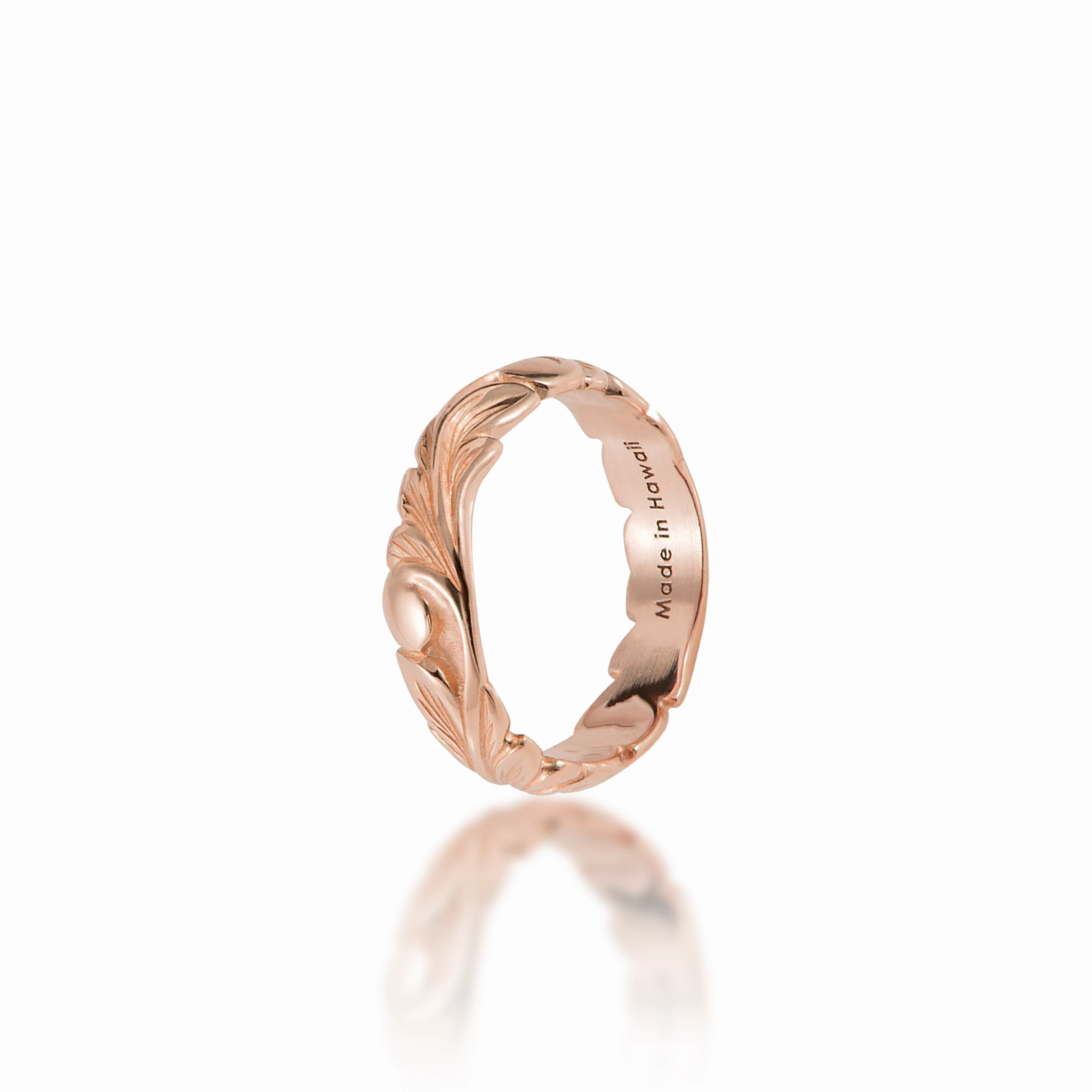 Glamorous Object Hawaiian Heirloom Old English Scroll Ring in Rose Gold - 4.5mm