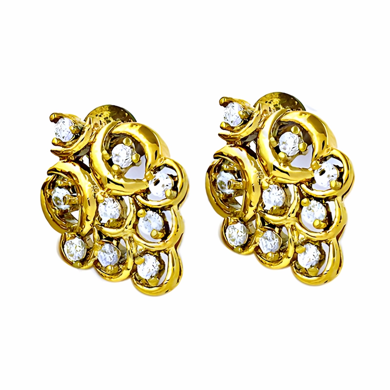 Attractive Look Gold Plated Silver Earrings with CZ Gemstones - Fashion Accessories
