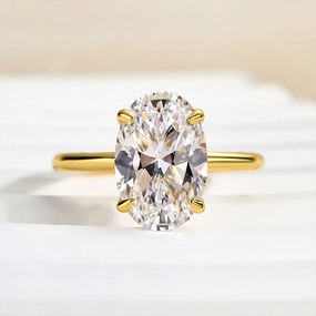 Louily Yellow Gold 3.5 Carat Oval Cut Solitaire Engagement Ring In Sterling Silver Seasonal Look