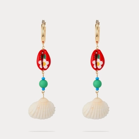 Sparkle Finish Soft Glimmer Shell Drop Earrings