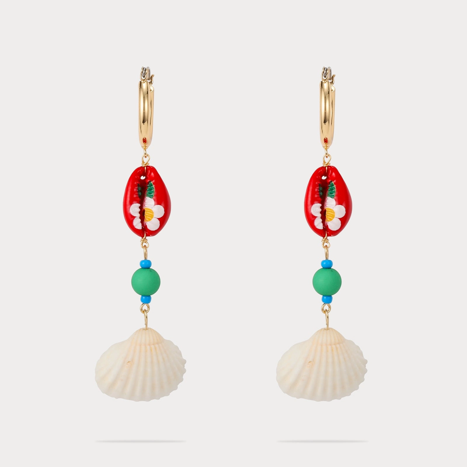 Sparkle Finish Soft Glimmer Shell Drop Earrings