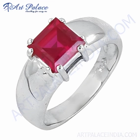 Home care Beautiful Romantic Pink Cubic Zirconia Silver Ring - Square CZ Gemstone