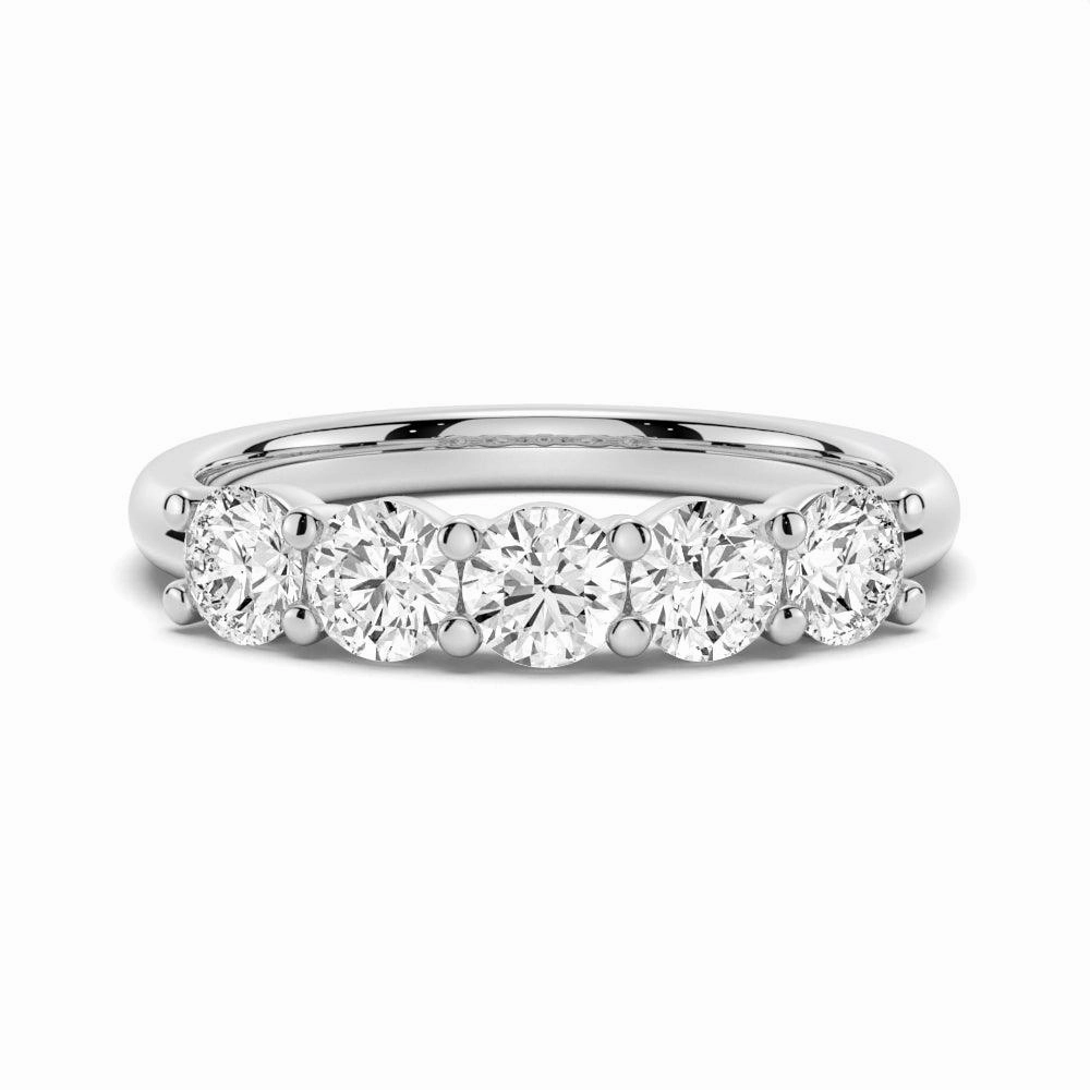 Graceful Accent Elegant Flow 4.5mm 5 Stone Shared Prong Moissanite Anniversary Band
