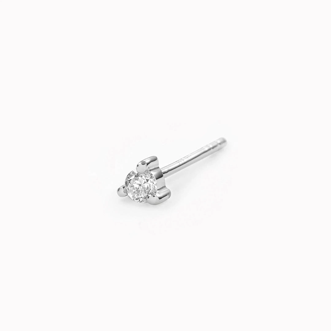 Attractive Jewelry Grand Jewelry 14k White Gold Diamond Stud Earring 2mm - Aria (Single)