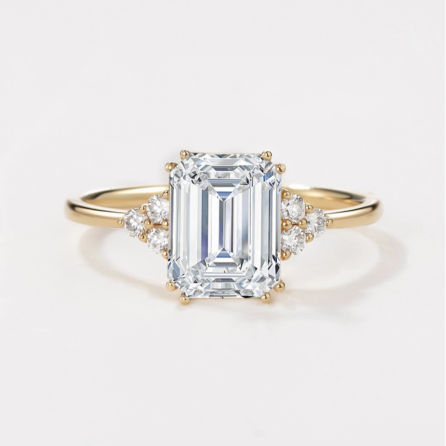 2.0ct Emerald Cut Lab Grown Diamond Classic Engagement Ring Glow Piece