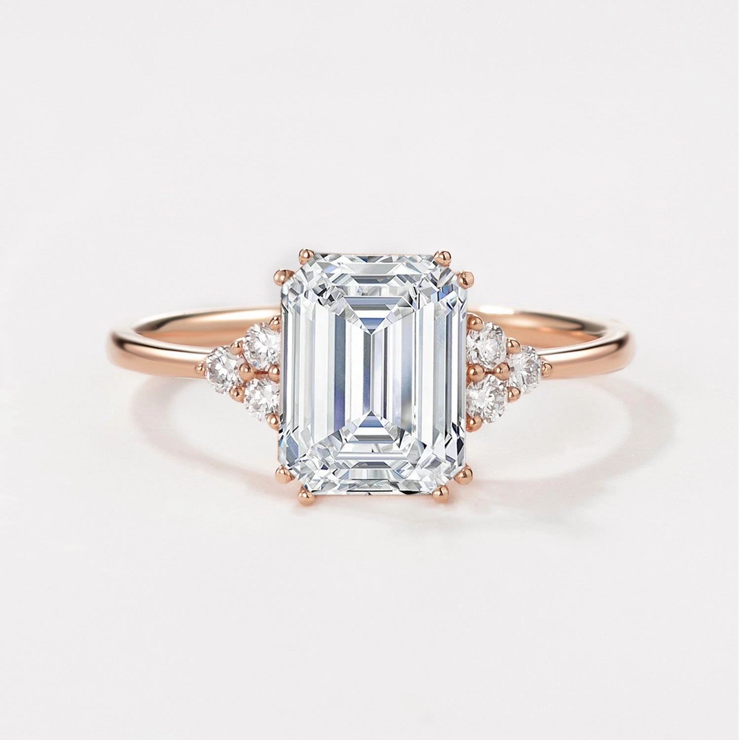 2.0ct Emerald Cut Lab Grown Diamond Classic Engagement Ring Street Detail