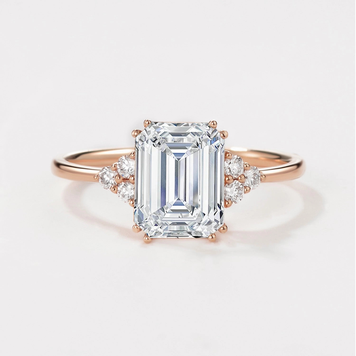 Distinctive Touch 2.0ct Emerald Cut Lab Grown Diamond Classic Engagement Ring
