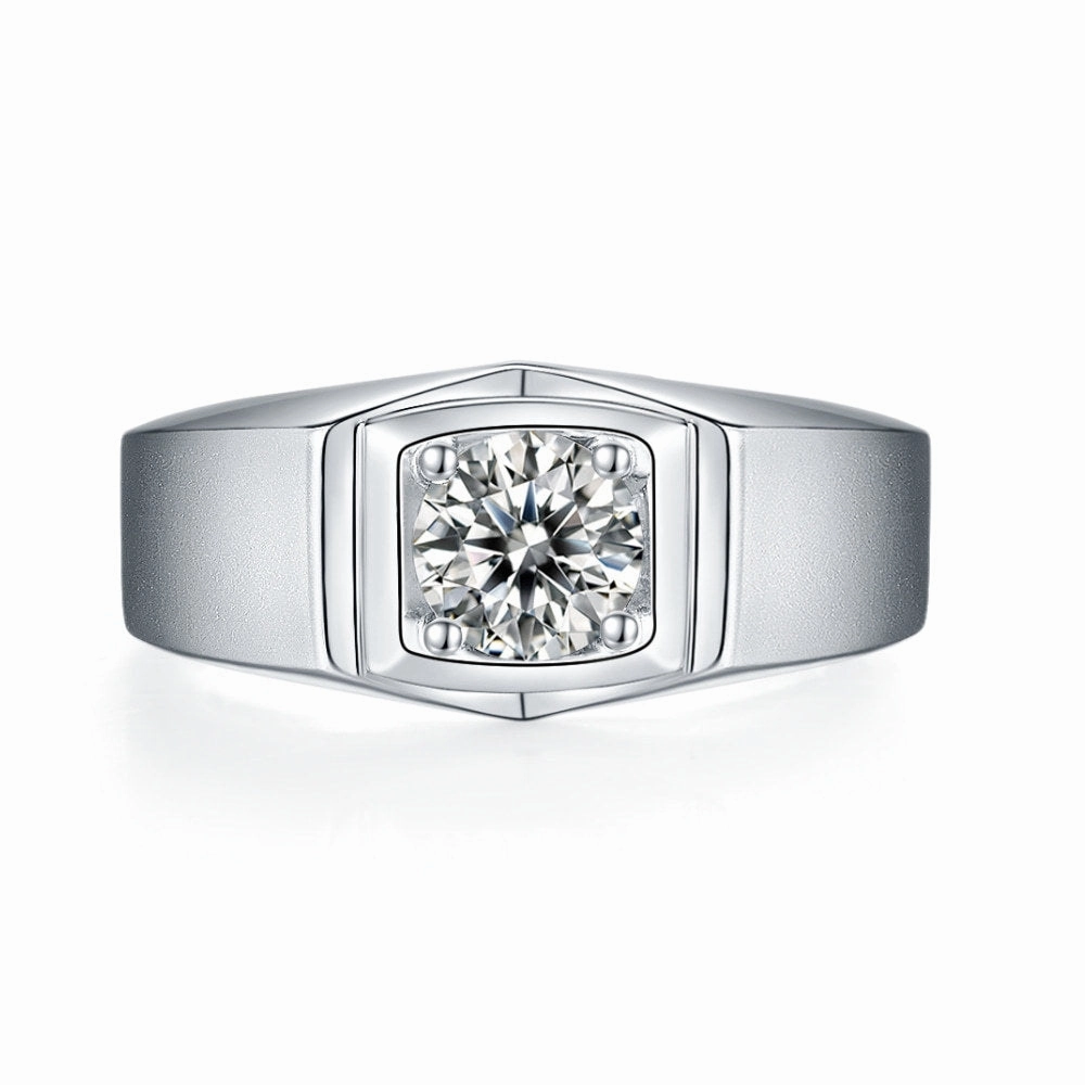 1 Carat Men's Round Brilliant Wedding Ring Band | S925 | Moissanite Everyday Duo
