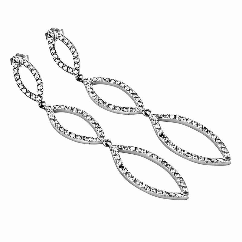 Oval Embellishment Trendy Sterling Silver Cubic Zirconia Earrings - CZ Gemstone Jewelry