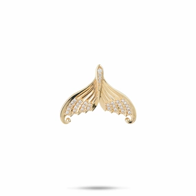 Moon Mermaid Tail Pendant in Gold with Diamonds - 20mm Statement Accent