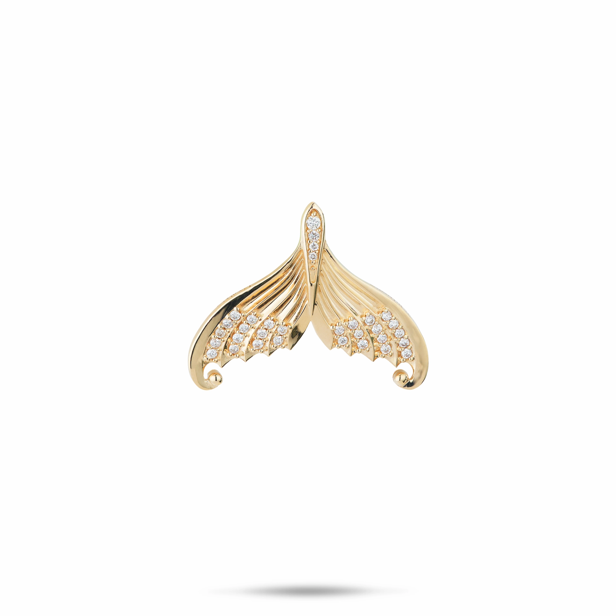 Moon Mermaid Tail Pendant in Gold with Diamonds - 20mm Statement Accent