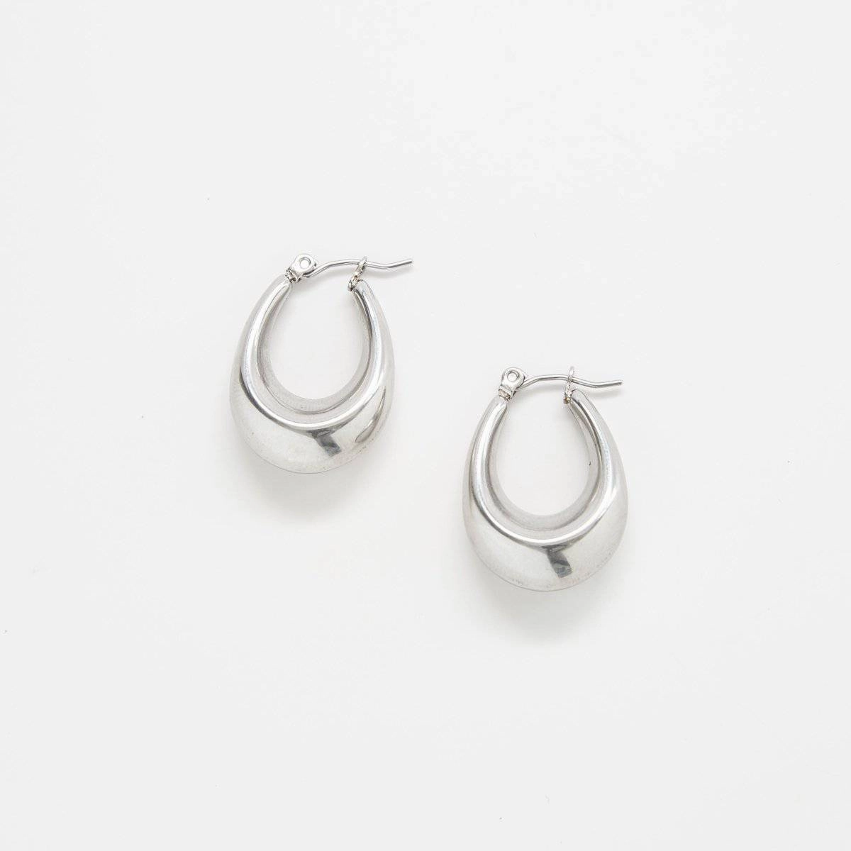 Stylish Selection Silver Oval Hoop Earrings