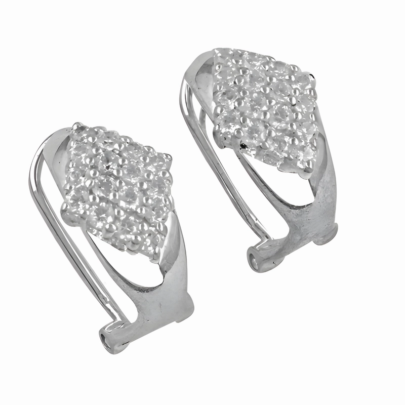 Everyday Embellishment Ornate Adornment Stunning Cubic Zirconia Gemstone Silver Earrings - Elegant Jewelry for Every Occasion