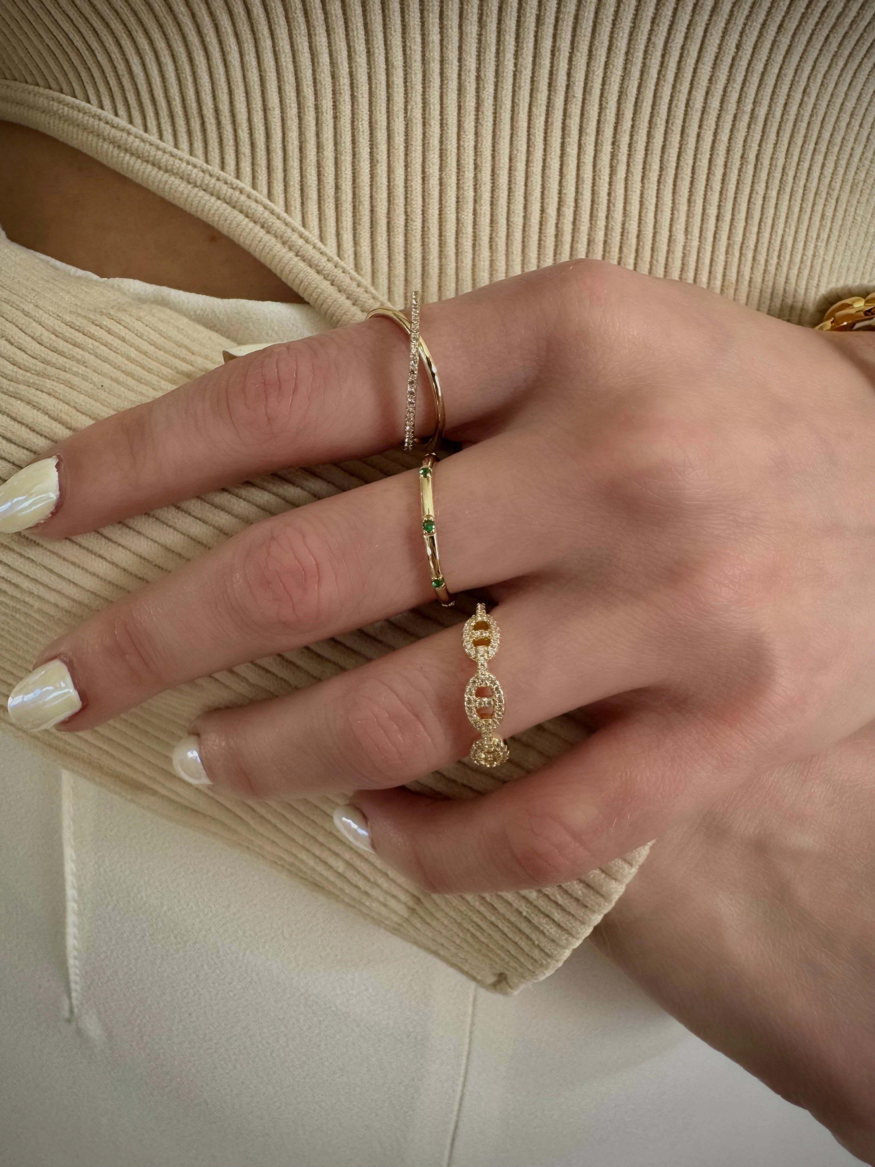 Triple Coin Sparkle Ring Artisan Piece