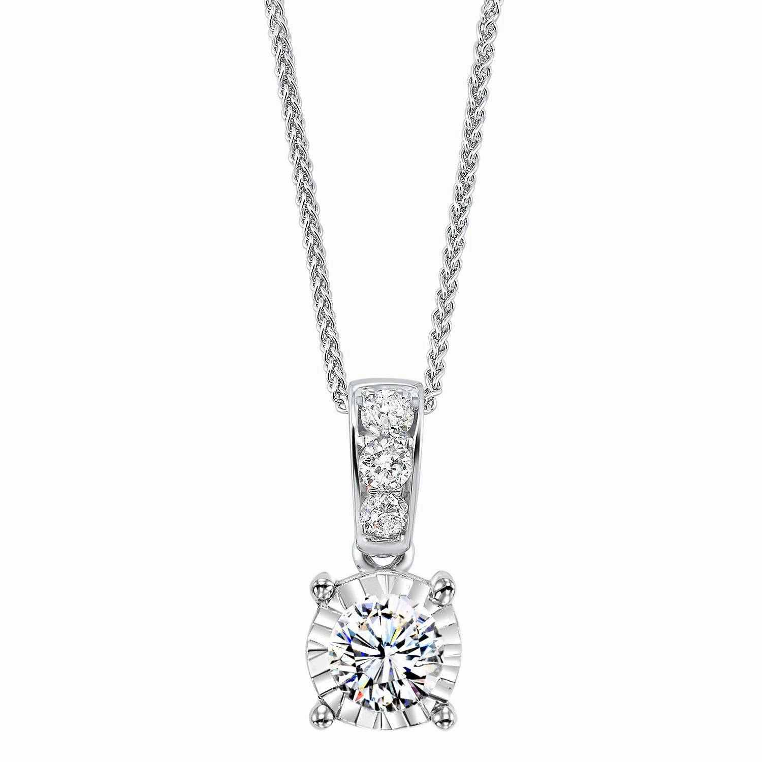 Tru-Reflections Round Illusion Diamond Pendant 1/2 Cttw Fashion Style Wedding Outfit