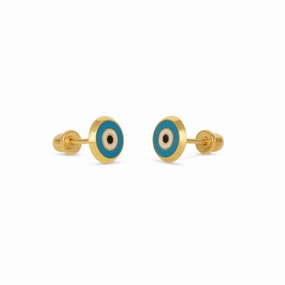 Turquoise Classic 14kt Evil Eye Studs Opulent Touch