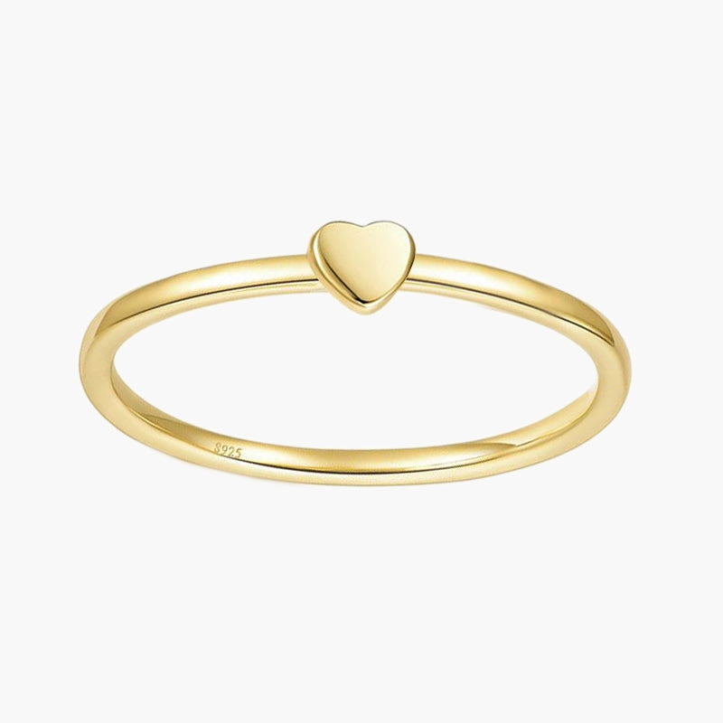 Impressive Feature Handcrafted Work Stackable Gold Plated Heart Ring