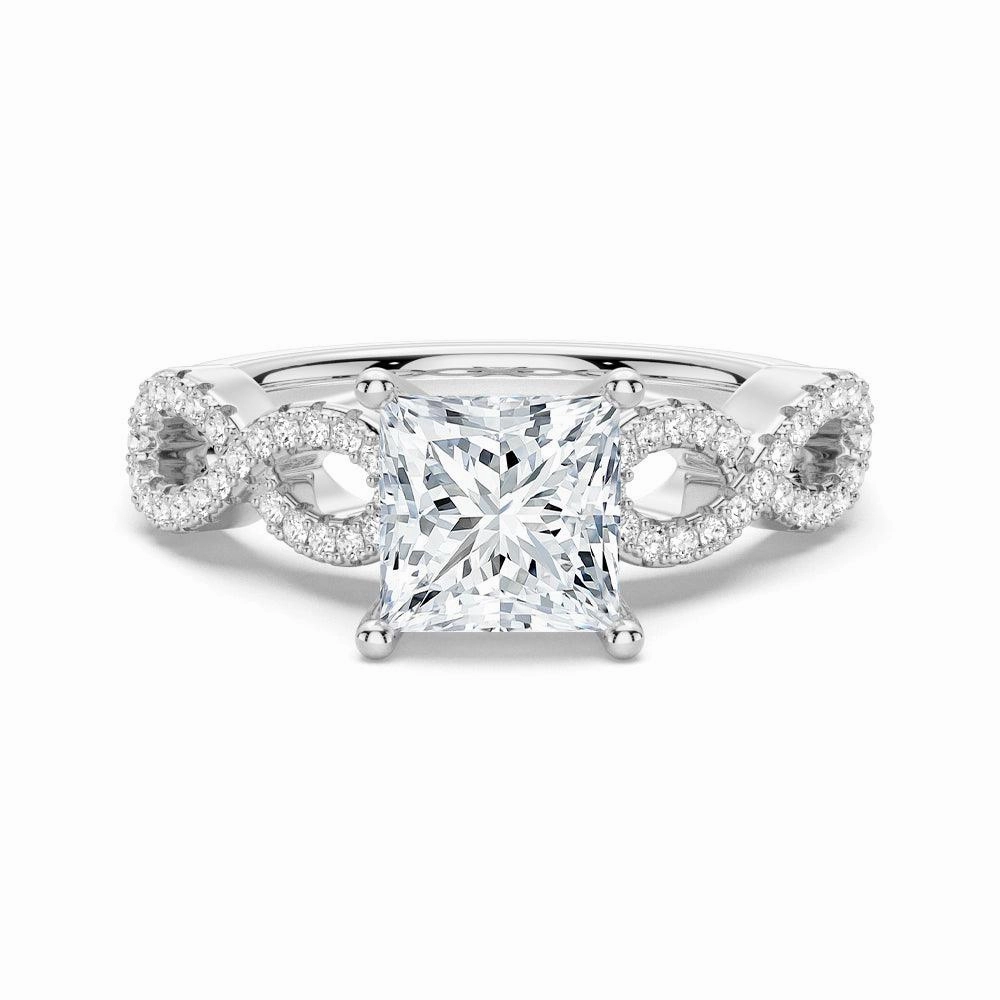 Weekend Chic 1.5 CT. Twisted Band Princess Cut Moissanite Engagement Ring