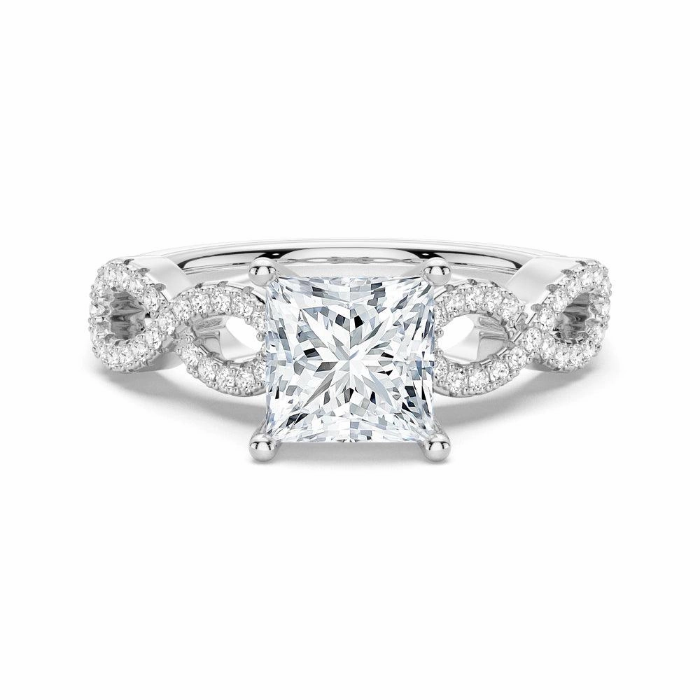Gleam Accent 1.5 CT. Twisted Band Princess Cut Moissanite Engagement Ring
