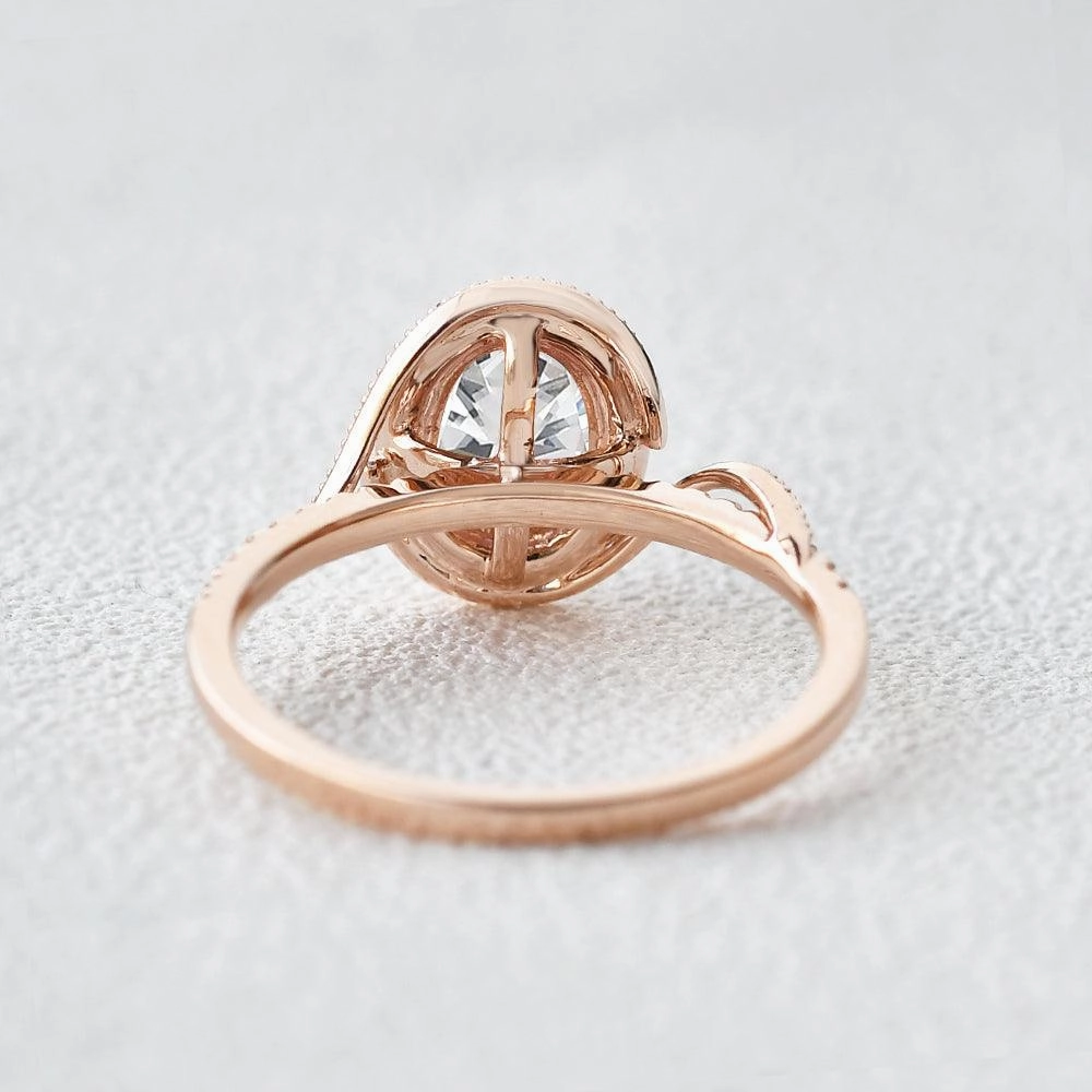Romantic Moment Twist Oval Moissanite Halo Inspired Ring