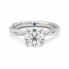 Twisted Band Round Moissanite Engagement Ring with Hidden Anniversary Stone Accent Sophisticated Craft