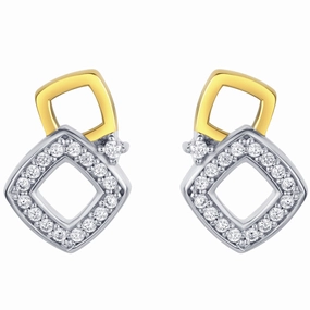 Two-Tone Sterling Silver Geometric Open Squares Earrings Evening Decoration Festive Item