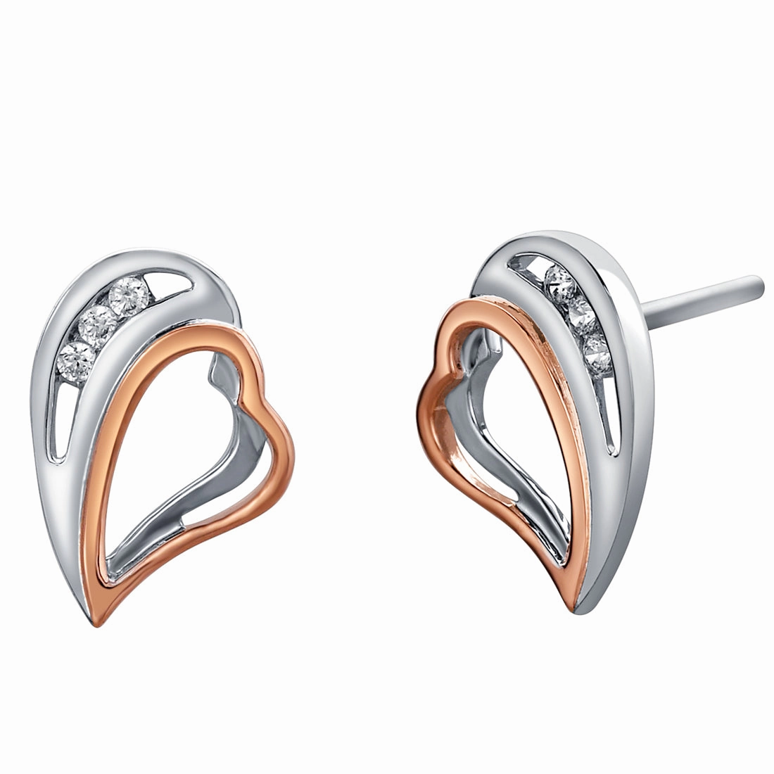 Two-Tone Sterling Silver Hearts Soiree Earrings Sturdy Decor