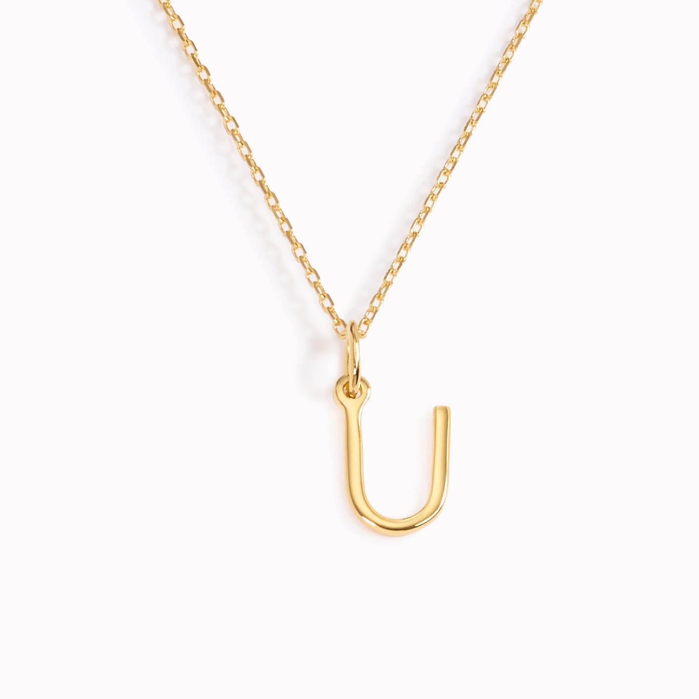 Birthday Surprise Stunning Adornment U Necklace / Gold Initial Necklace