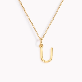 Birthday Surprise Stunning Adornment U Necklace / Gold Initial Necklace