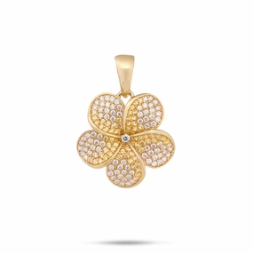 Precious Gem Plumeria Yellow Sapphire Pendant in Gold with Diamonds - 20mm