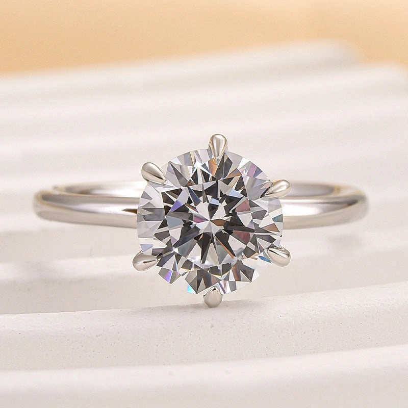 Urban Mood Perfect Finish Louily Classic Round Cut Solitaire Engagement Ring In Sterling Silver