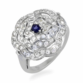 Unique Designer Silver Ring with Cubic Zirconia and Iolite Gemstone for Women for all ages Secure fastening