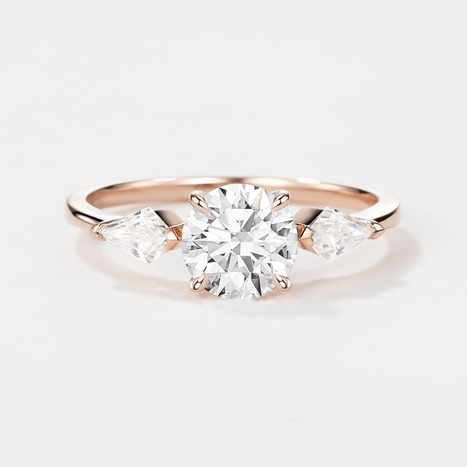 Valentine Gift Subtle Shine 1.0ct Three Stone 4-Prong Twinning Kites Lab Grown Diamond Ring