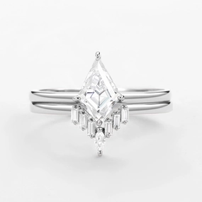 Exclusive Touch Unique Kite Cut Moissanite Baguette Engagement Ring Sets 2pcs - Cielo