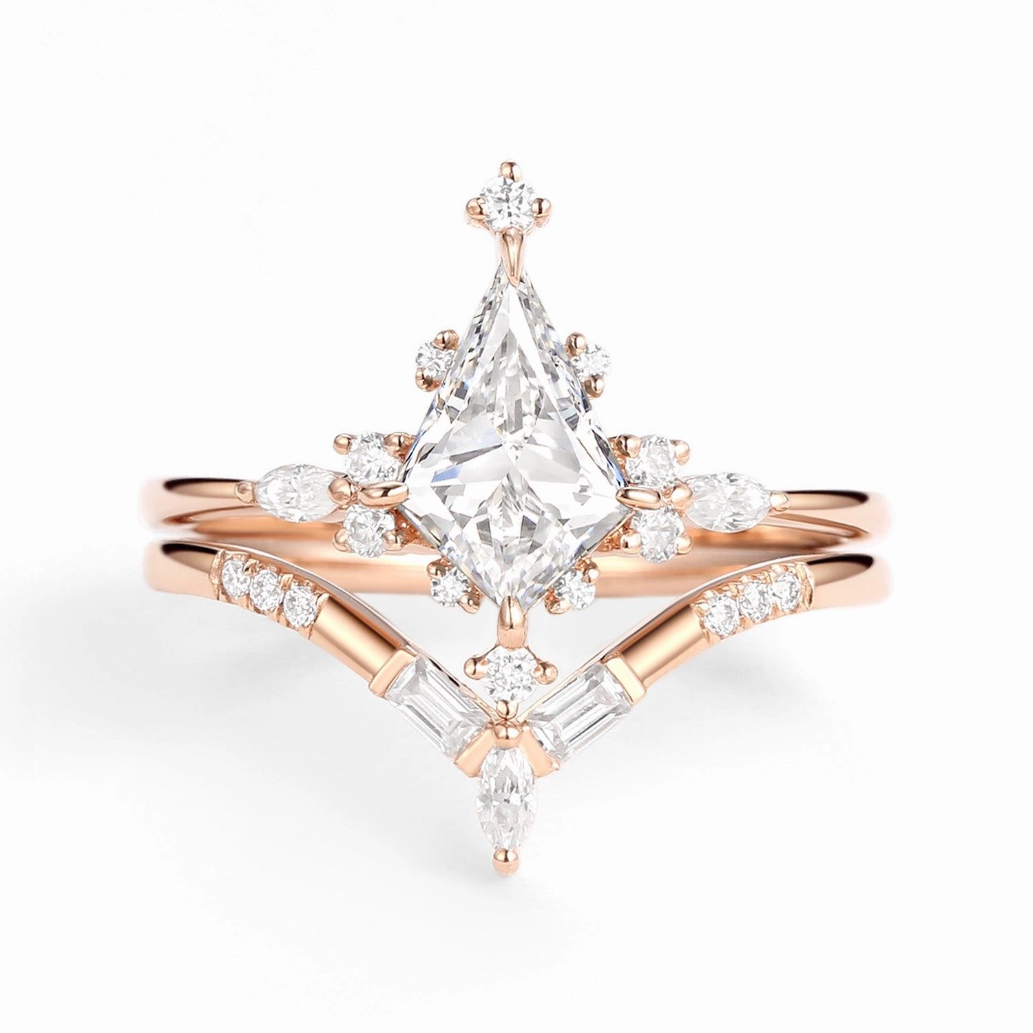 Luxury Moments Unique Moissanite Star Kite Engagement Ring Set 2pcs - Isla