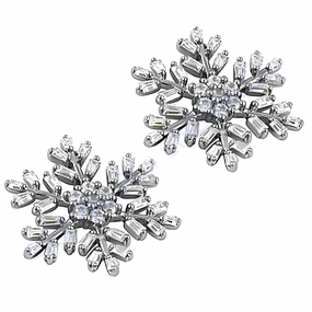 Embellished piece Ornate Choice Designer White Cubic Zirconia Stud Earrings - 925 Silver CZ Stud Earrings