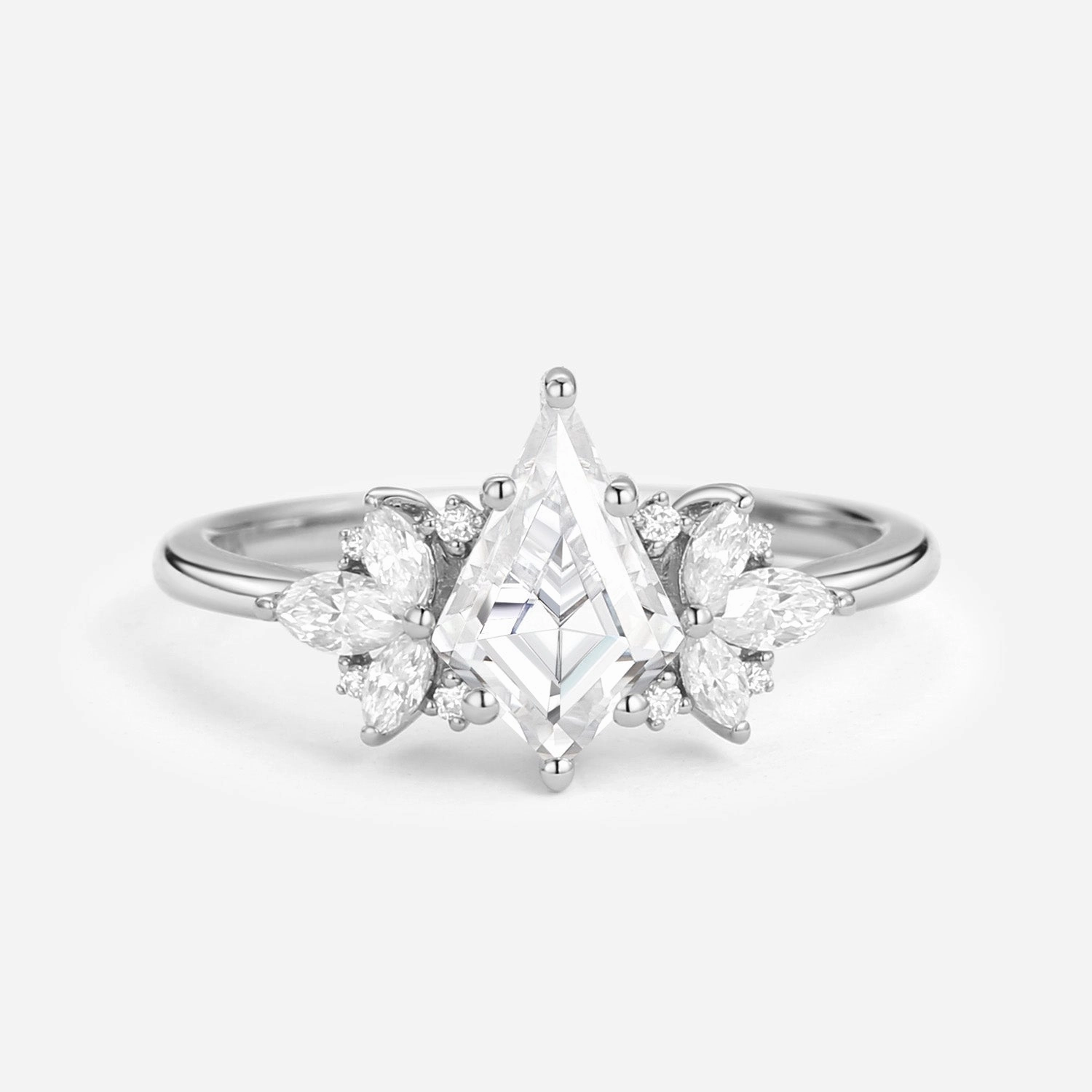 Timeless Craftwork Unique Rose Gold Moissanite Kite Cut Engagement Ring
