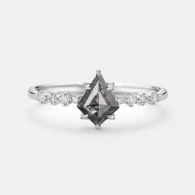 Bold Shine Pieces Timeless Pair Unique Salt and Pepper Diamonds Engagement Ring