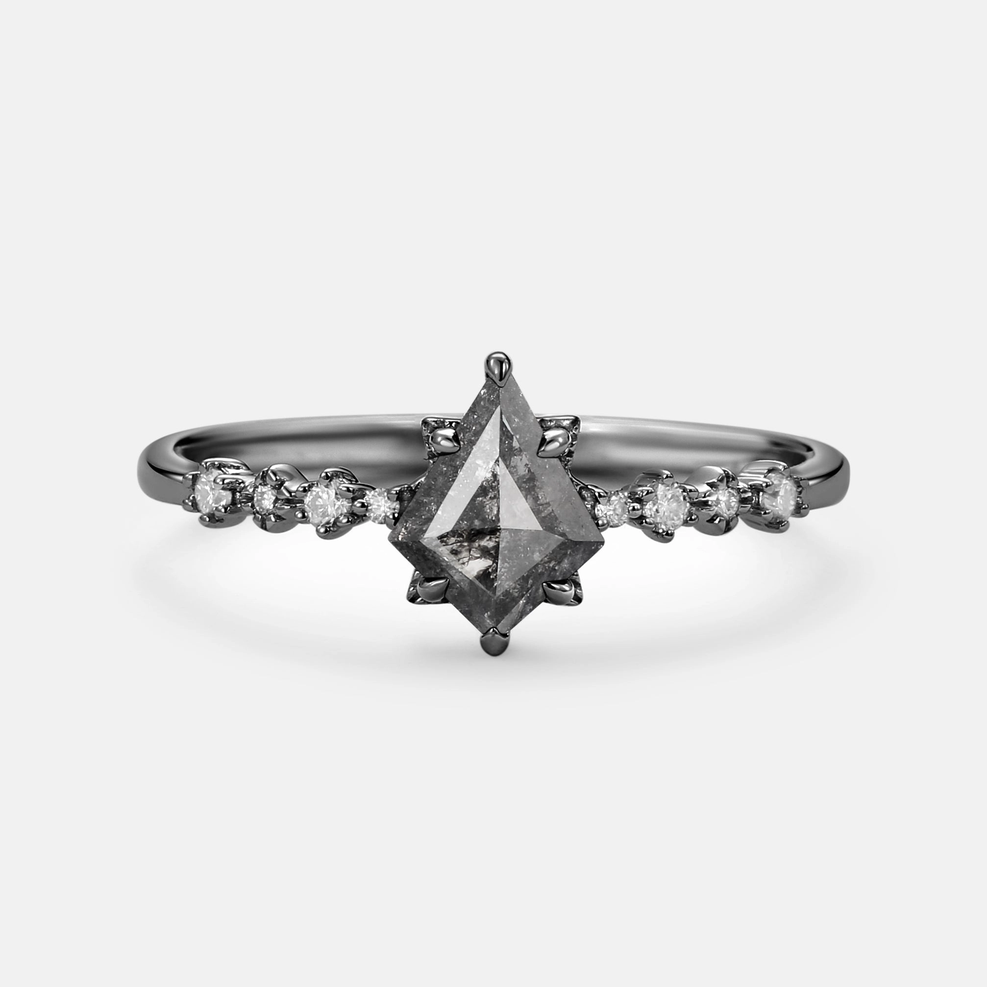 Unique Salt and Pepper Diamonds Engagement Ring Captivating Form Luxury Detail