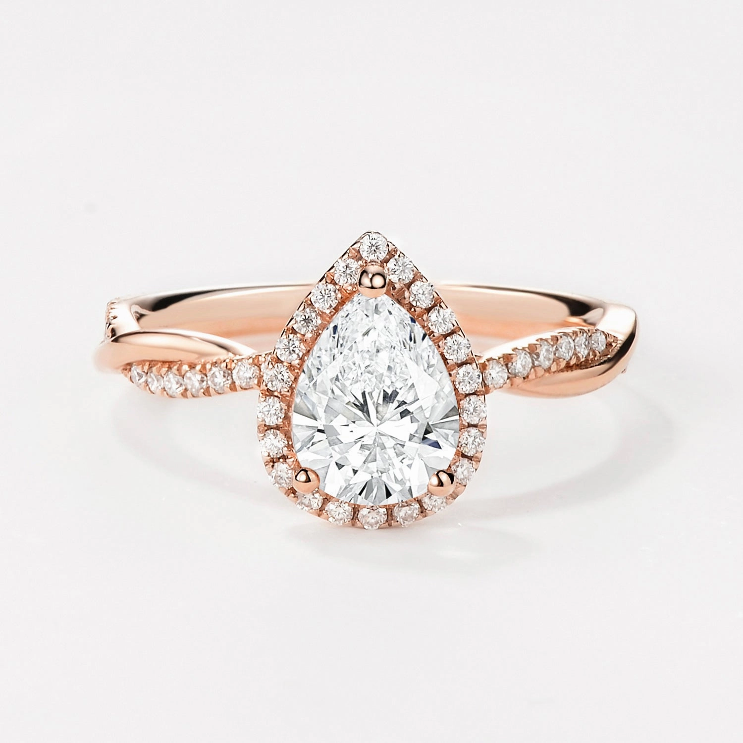 Modern Accessories 1.0ct Pear Shaped Lab Grown Diamond Infinity Halo Gold Ring