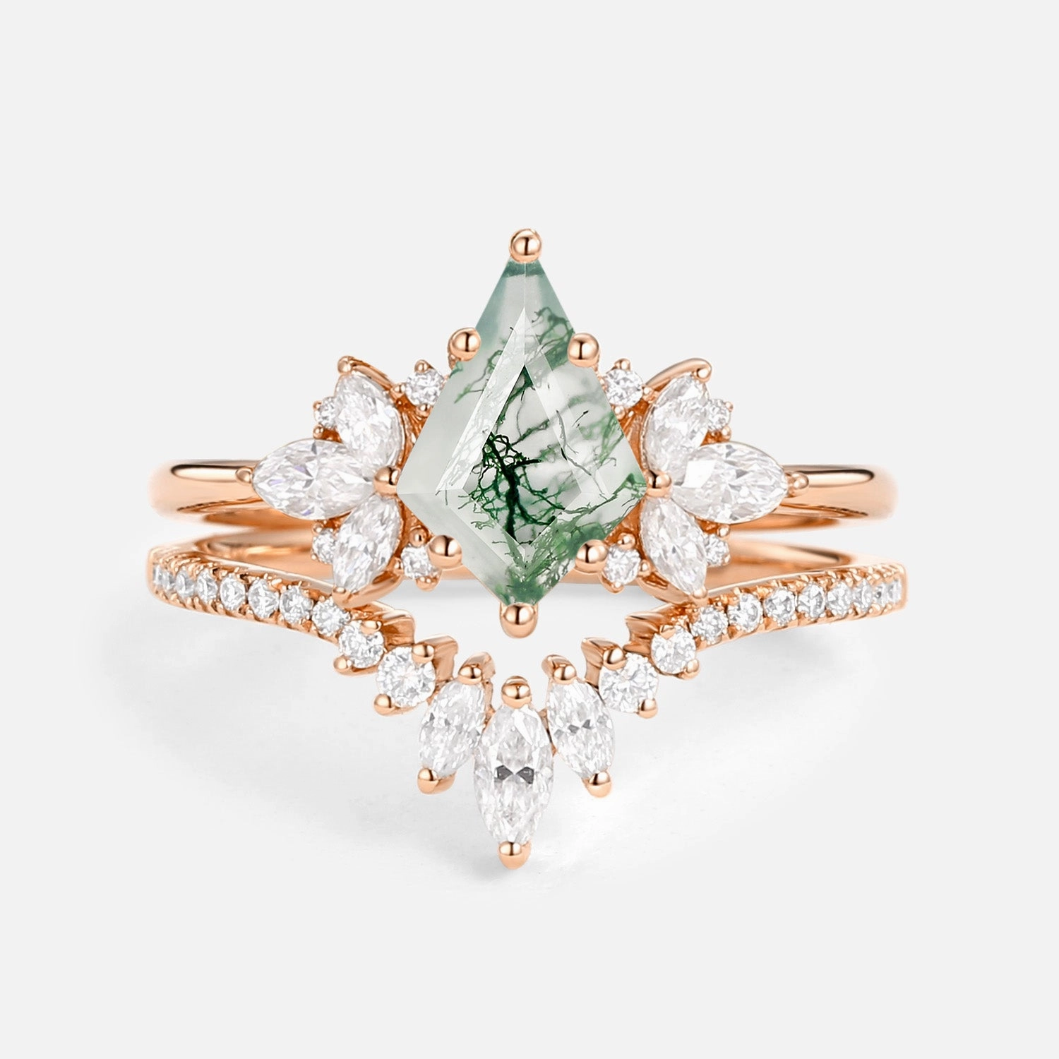 Bold Combo Sparkle Focus Fairy Ring - Kite Cut Amethyst Butterfly Cluster Ring Set 2pcs